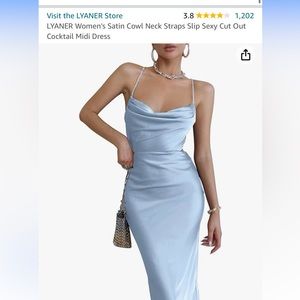 Satin Cowl Neck Straps Slip Cut Out Cocktail Midi Dress